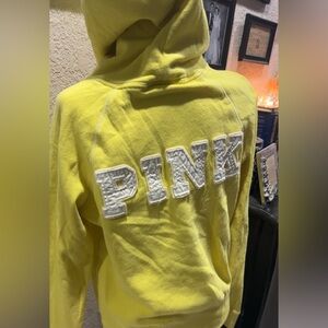 Vintage Victoria Secret Rare Bubble Letter On Back Yellow Pullover Hoodie Size L